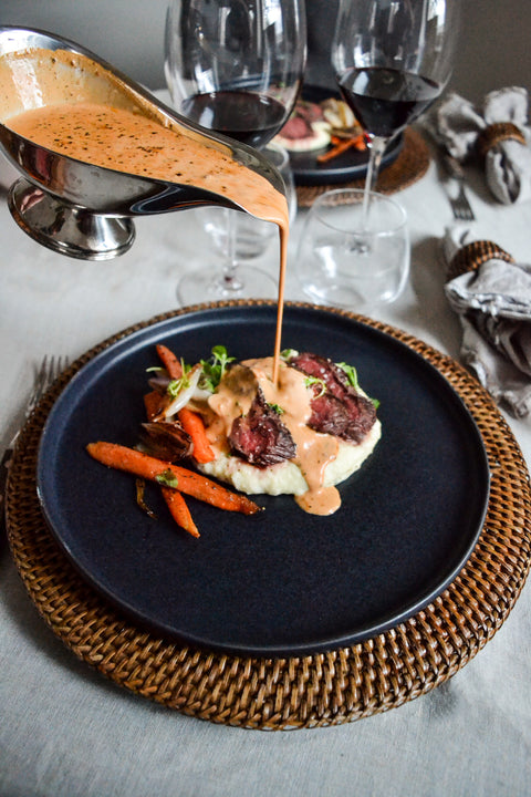 Dovhjortsytterfilé med potatispuré och pepparsås